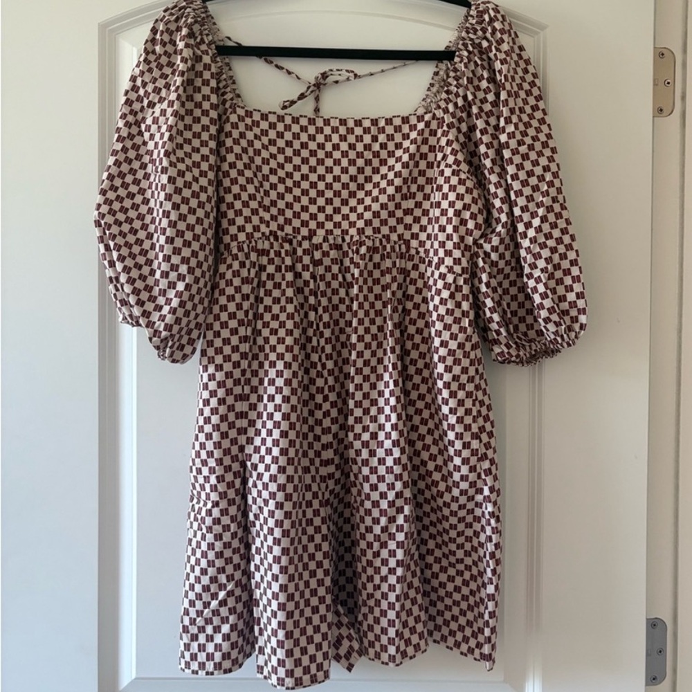 Abercrombie Emerson Puff Sleeve Checker Romper